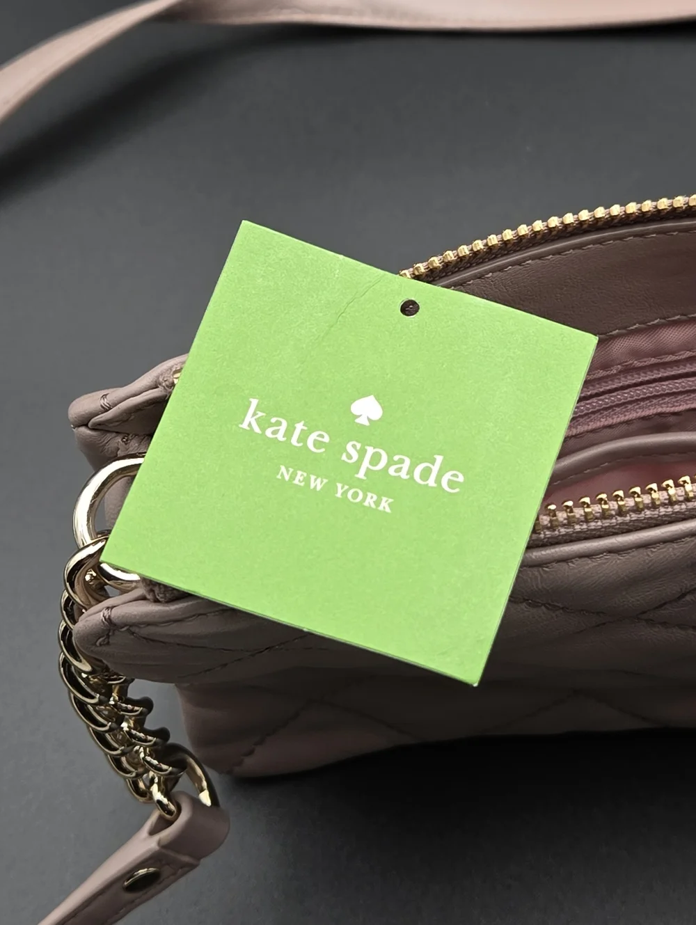 Kate Spade Emerson Place Harbor‎ Quilted Leather Crossbody Taupe Porcini